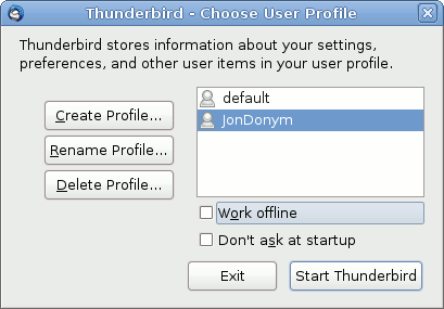 profil manager of thunderbird