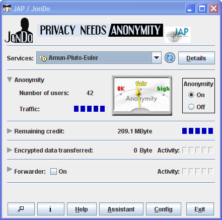 JAP/JonDo freeware screenshot