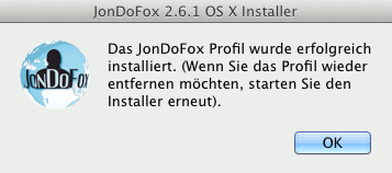 JonDoFox Installation beenden