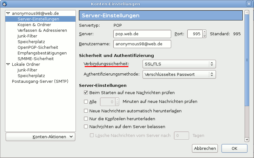 POP3-Server konfigurieren