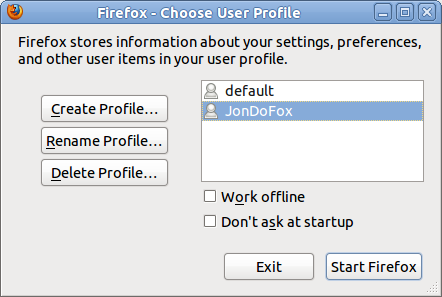 Profil manager of Firefox