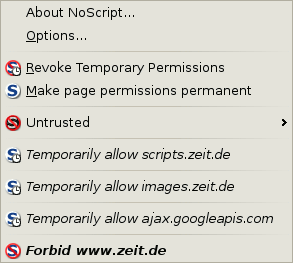 NoScript: disallow scripts