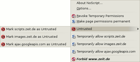 NoScript: not trusted